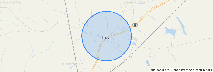 Mapa de ubicacion de Troy.