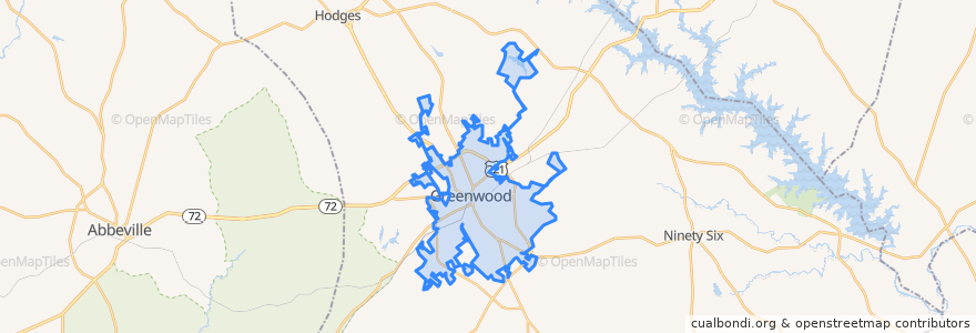 Mapa de ubicacion de Greenwood.