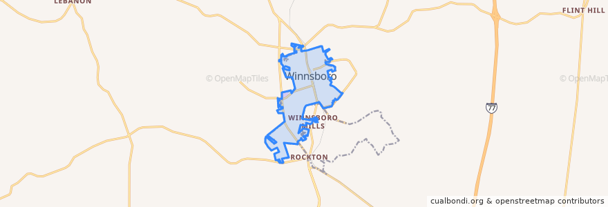 Mapa de ubicacion de Winnsboro.