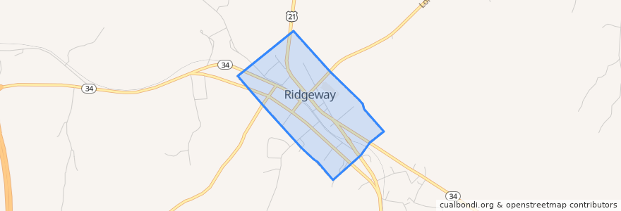 Mapa de ubicacion de Ridgeway.