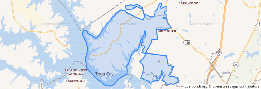 Mapa de ubicacion de Tega Cay.