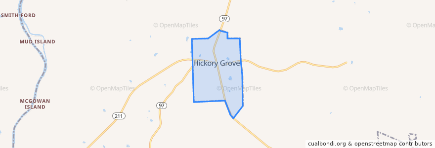 Mapa de ubicacion de Hickory Grove.