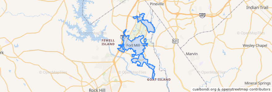 Mapa de ubicacion de Fort Mill.