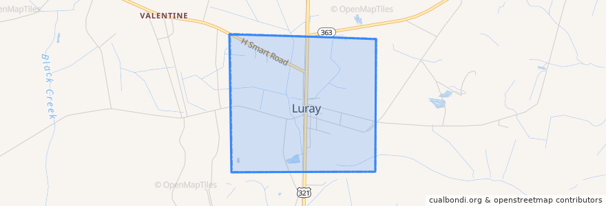 Mapa de ubicacion de Luray.