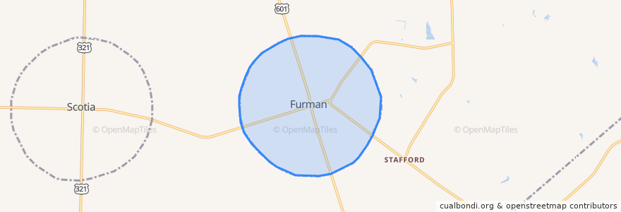 Mapa de ubicacion de Furman.