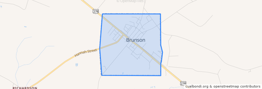 Mapa de ubicacion de Brunson.