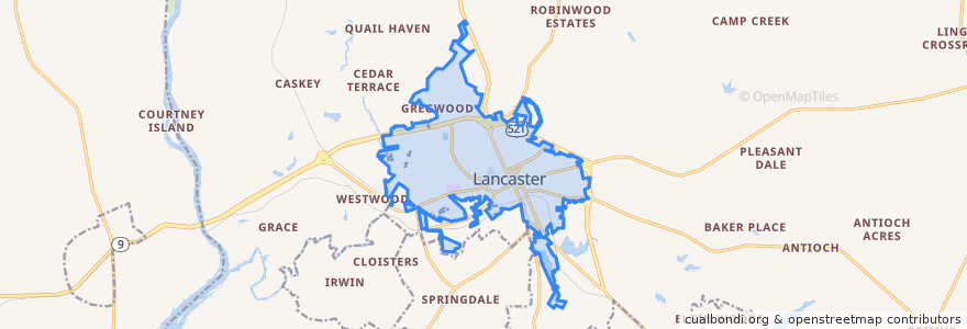 Mapa de ubicacion de Lancaster.