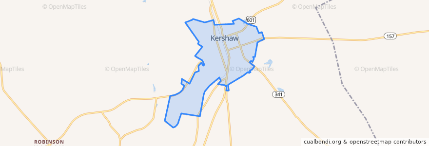 Mapa de ubicacion de Kershaw.
