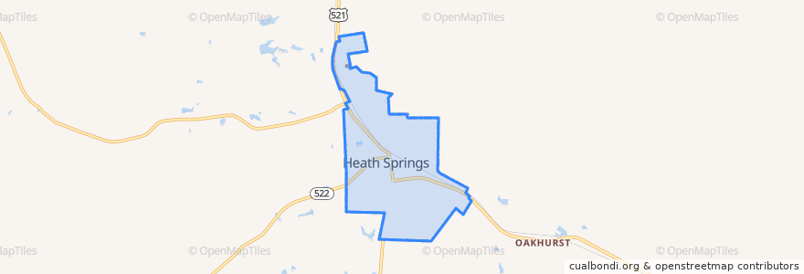 Mapa de ubicacion de Heath Springs.