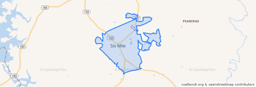 Mapa de ubicacion de Six Mile.