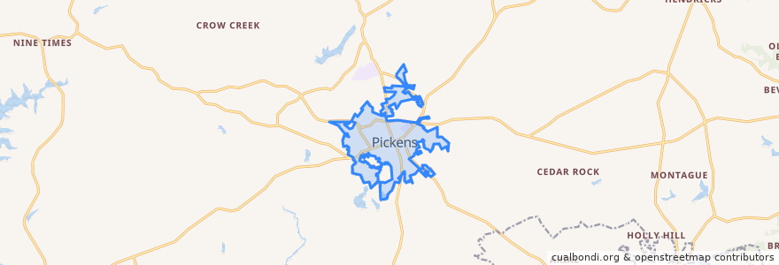 Mapa de ubicacion de Pickens.