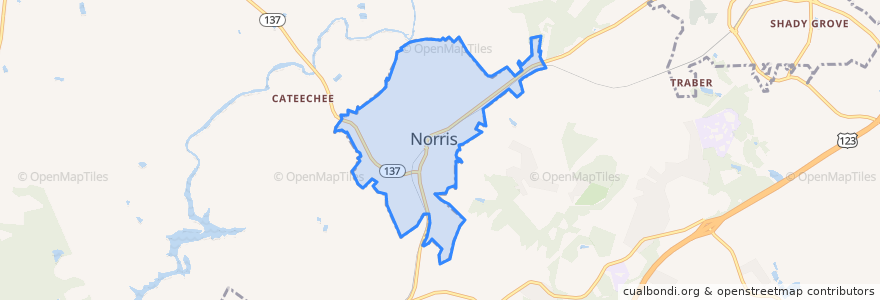 Mapa de ubicacion de Norris.