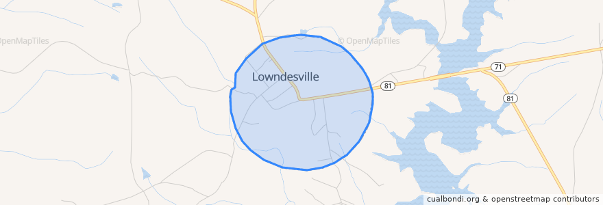 Mapa de ubicacion de Lowndesville.
