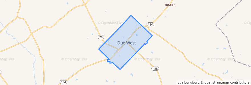Mapa de ubicacion de Due West.