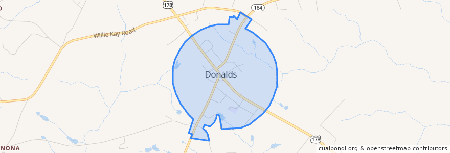 Mapa de ubicacion de Donalds.