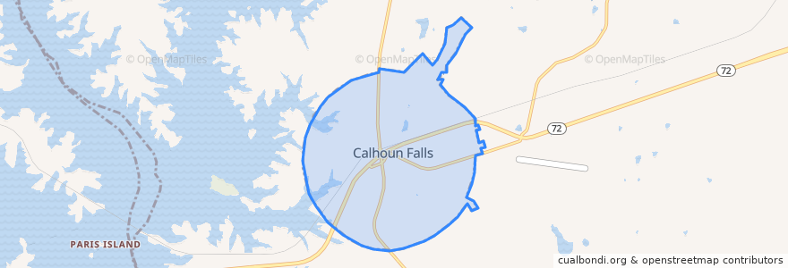 Mapa de ubicacion de Calhoun Falls.