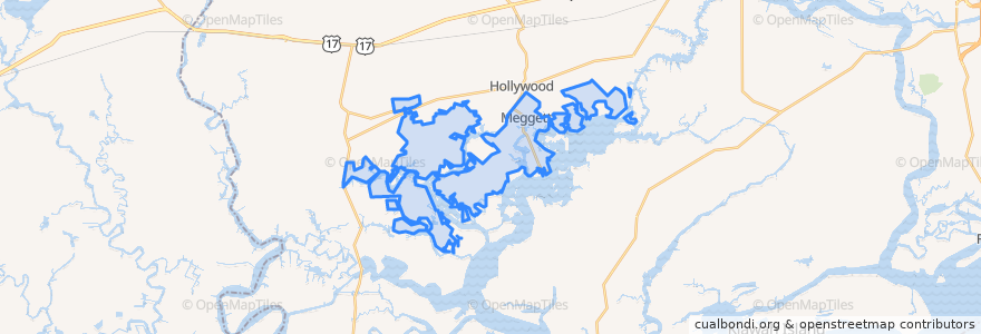 Mapa de ubicacion de Meggett.