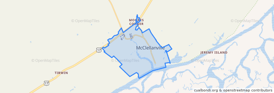 Mapa de ubicacion de McClellanville.
