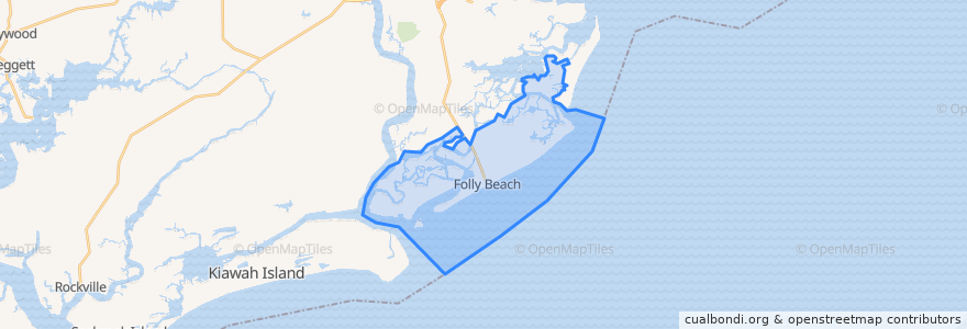 Mapa de ubicacion de Folly Beach.