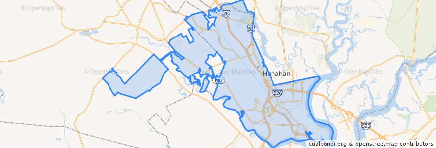 Mapa de ubicacion de North Charleston.