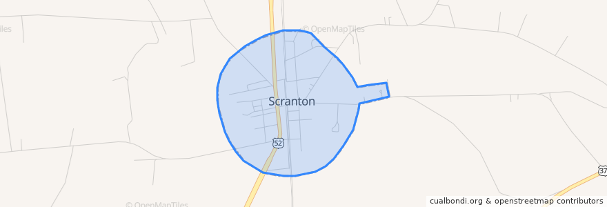 Mapa de ubicacion de Scranton.