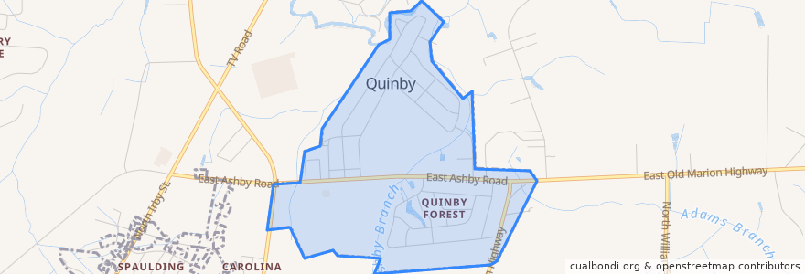 Mapa de ubicacion de Quinby.