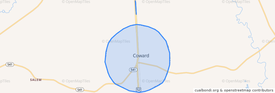 Mapa de ubicacion de Coward.