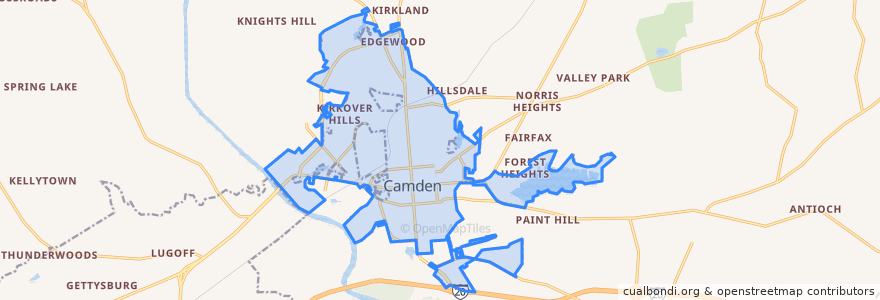 Mapa de ubicacion de Camden.