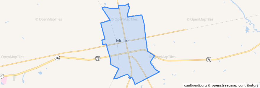 Mapa de ubicacion de Mullins.