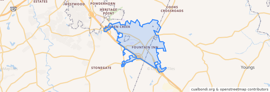Mapa de ubicacion de Fountain Inn.