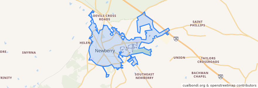 Mapa de ubicacion de Newberry.