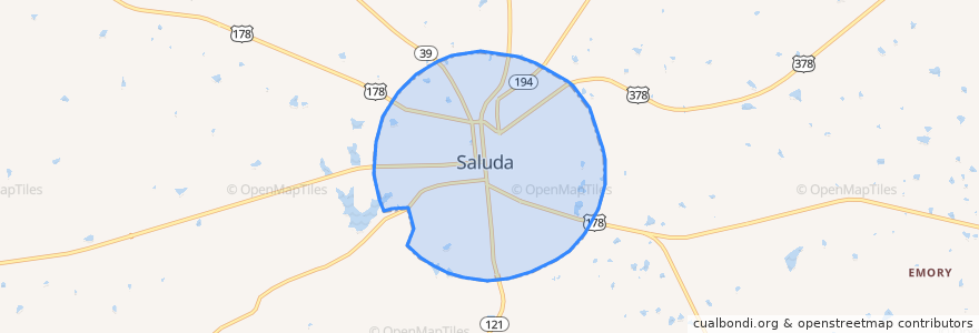 Mapa de ubicacion de Saluda.