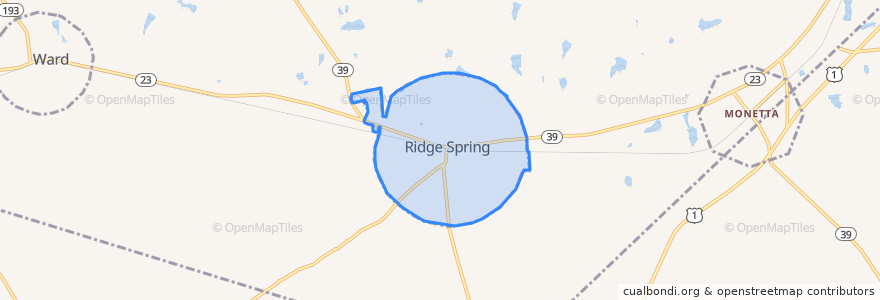 Mapa de ubicacion de Ridge Spring.