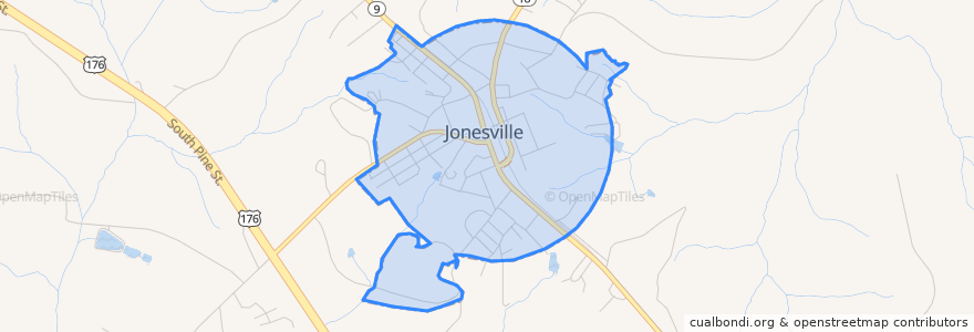 Mapa de ubicacion de Jonesville.