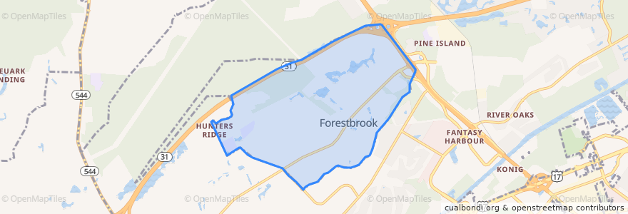 Mapa de ubicacion de Forestbrook.