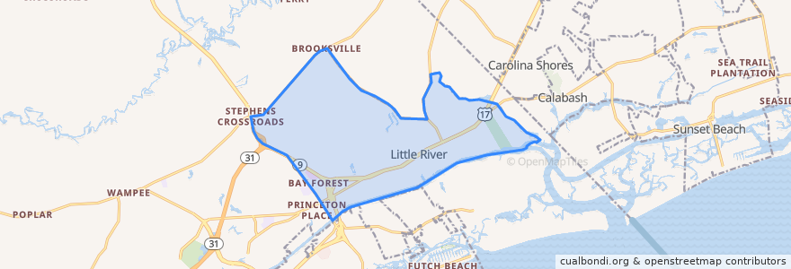 Mapa de ubicacion de Little River.
