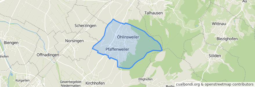 Mapa de ubicacion de Pfaffenweiler.