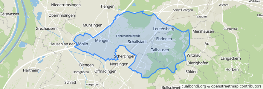 Mapa de ubicacion de VVG der Gemeinde Schallstadt.