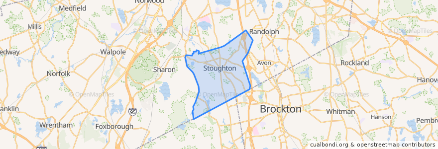 Mapa de ubicacion de Stoughton.