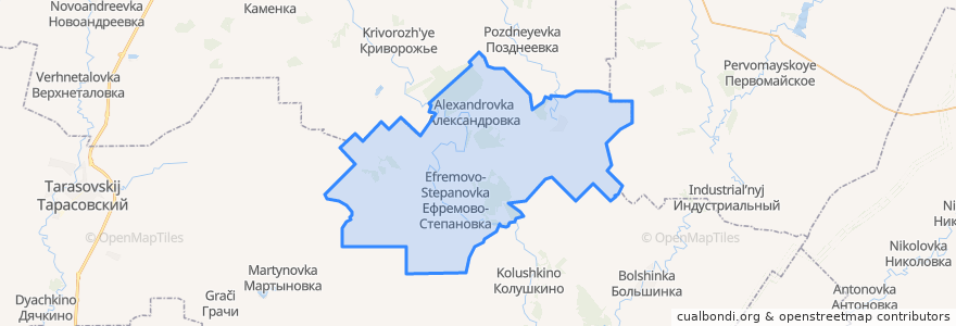 Mapa de ubicacion de Ефремово-Степановское сельское поселение.