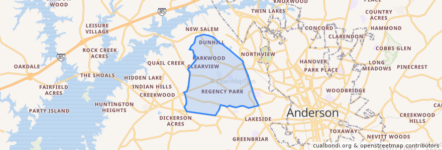 Mapa de ubicacion de Centerville.