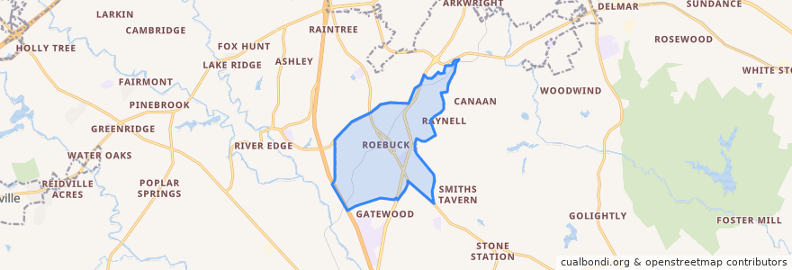 Mapa de ubicacion de Roebuck.