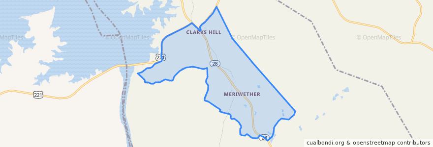 Mapa de ubicacion de Clarks Hill.