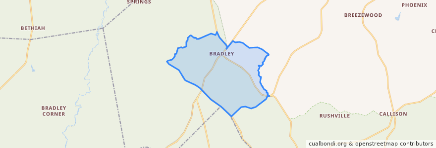 Mapa de ubicacion de Bradley.