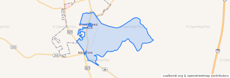 Mapa de ubicacion de Winnsboro Mills.