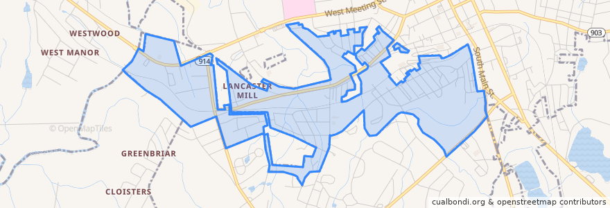 Mapa de ubicacion de Lancaster Mill.