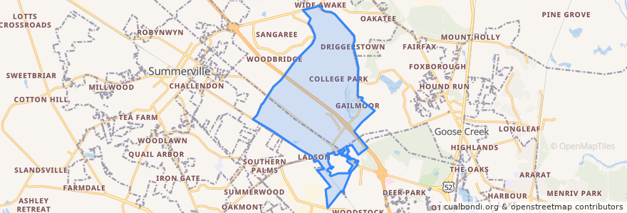 Mapa de ubicacion de Ladson.