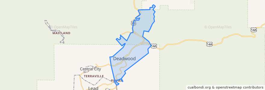 Mapa de ubicacion de Deadwood.