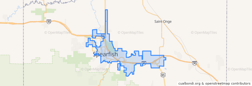 Mapa de ubicacion de Spearfish.