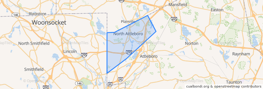 Mapa de ubicacion de North Attleborough.